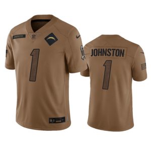 Los Angeles Chargers #1 Quentin Johnston 2023 Brown Salute To Service Limited Stitched Jersey