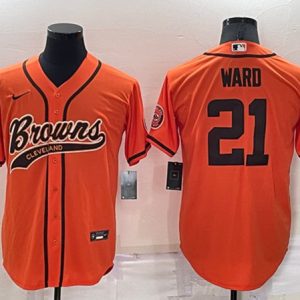 Cleveland Browns #21 Denzel Ward Orange Cool Base Stitched Baseball Jersey