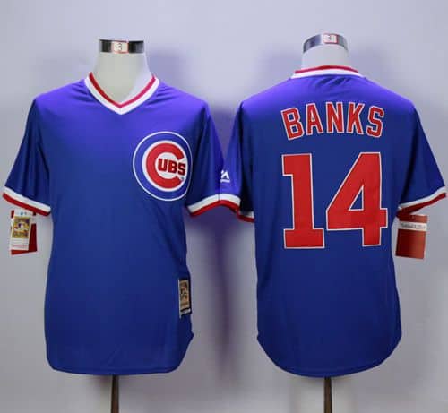 Cubs #14 Ernie Banks Blue Cooperstown Stitched Jersey