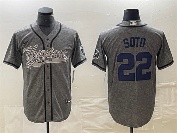 New York Yankees #22 Juan Soto Gray Cool Base Stitched Jersey