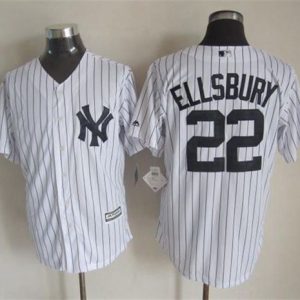 Yankees #22 Jacoby Ellsbury White Strip New Cool Base Stitched Jersey