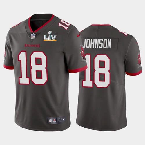 Tampa Bay Buccaneers #18 Tyler Johnson Grey 2021 Super Bowl LV Limited Stitched Jersey