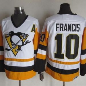 Penguins #10 Ron Francis White Black CCM Throwback Stitched Jersey