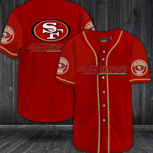 San Francisco 49ers Red Baseball Stitched Jersey Shirt