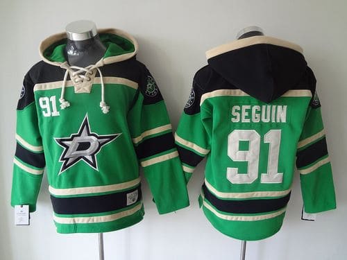 Stars #91 Tyler Seguin Green Sawyer Hooded Sweatshirt Stitched Jersey