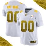 Pittsburgh Steelers Customized White Custom Gold Fashion Edition Limited Stitched Jersey