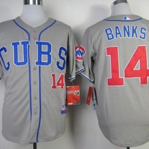 Cubs #14 Ernie Banks Grey Alternate Road Cool Base Stitched Jersey