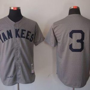Mitchell And Ness 1929 Yankees #3 Babe Ruth Grey Throwback Stitched Jersey