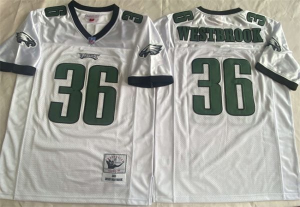 Philadelphia Eagles #36 Brian Westbrook White Throwback Stitched Football Jersey