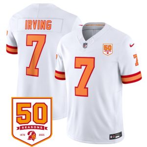 Tampa Bay Buccaneers #7 Bucky Irving White 2025 F.U.S.E. 50th Anniversary Patch Vapor Untouchable Limited Football Stitched Jersey