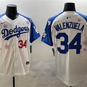 Los Angeles Dodgers #34 Fernando Valenzuela White Royal 2025 Tokyo Series Limited Stitched Jersey