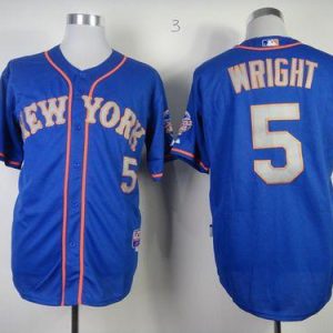 Mets #5 David Wright Blue(Grey NO.) Alternate Road Cool Base Stitched Jersey