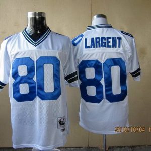 Mitchell Ness Seahawks #80 Steve Largent White Throwback Stitched Jersey