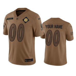 Pittsburgh Steelers Custom 2023 Brown Salute To Setvice Limited Stitched Jersey
