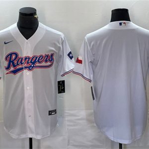 Texas Rangers Blank White With Patch Cool Base Stitched Jersey