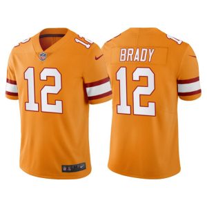 Tampa Bay Buccaneers #12 Tom Brady Orange Vapor Untouchable Limited Stitched Jersey
