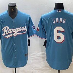 Texas Rangers #6 Josh Jung Blue Cool Base Stitched Jersey