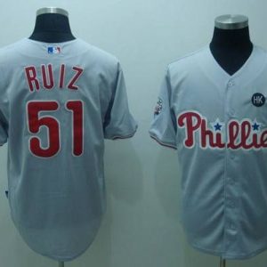 Phillies #51 Carlos Ruiz Stitched Grey Jersey
