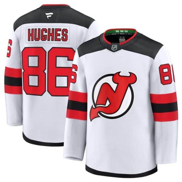 New Jersey Devils #86 Jack Hughes White 2024-25 Away Stitched Jersey