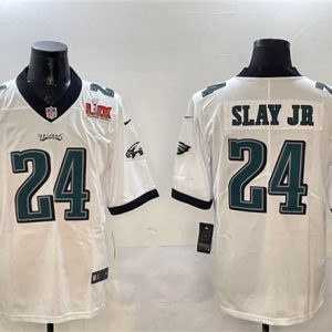 Philadelphia Eagles #24 Darius Slay Jr. White 2025 Super Bowl LIX Patch Vapor Untouchable Limited Stitched Jersey