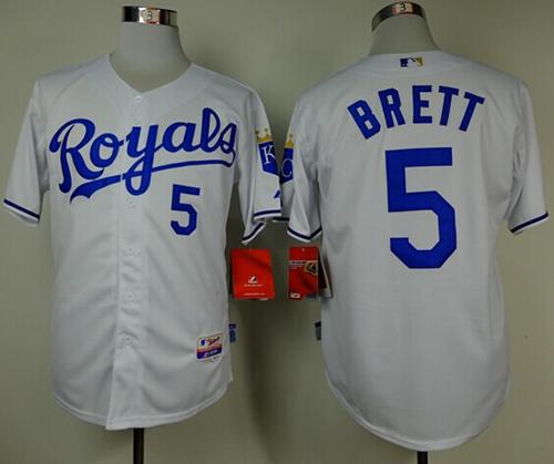 Royals #5 George Brett White Cool Base Stitched Jersey