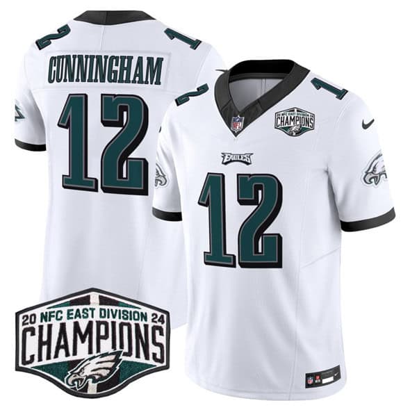 Philadelphia Eagles #12 Randall Cunningham White 2024 NFC East Champions F.U.S.E. Vapor Untouchable Limited Stitched Jersey