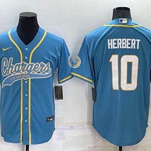 Los Angeles Chargers #10 Justin Herbert Blue Cool Base Stitched Baseball Jersey