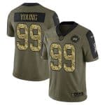 Washington Football Team #99 Chase Young 2021 Olive Camo Salute To Service Limited Stitched Jersey