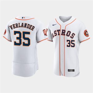 Houston Astros #35 Justin Verlander White 60th Anniversary Flex Base Stitched Baseball Jersey