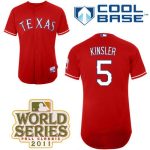 Rangers #5 Ian Kinsler Red Cool Base 2011 World Series Patch Stitched Jersey