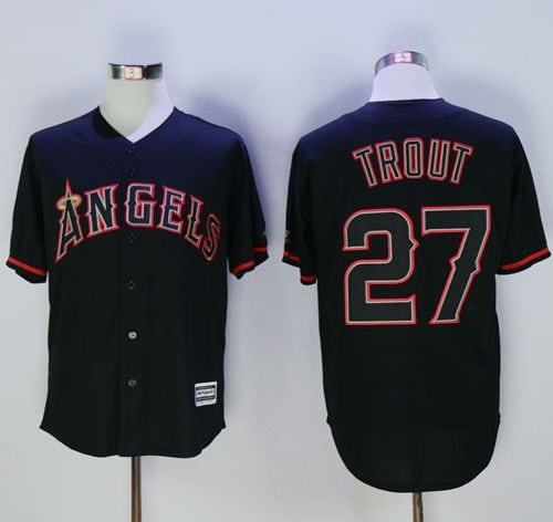 Angels Of Anaheim #27 Mike Trout Black New Cool Base Fashion Stitched Jersey