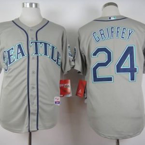 Mariners #24 Ken Griffey Stitched Grey Cool Base Jersey
