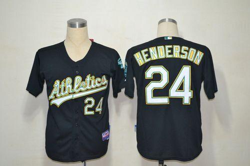 Athletics #24 Rickey Henderson Black Cool Base Stitched Jersey