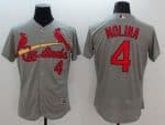 Cardinals #4 Yadier Molina Grey Flexbase Authentic Collection Stitched Jersey