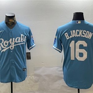 Kansas City Royals #16 Bo Jackson Blue Cool Base Stitched Jersey