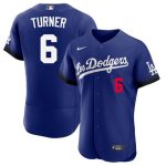 Los Angeles Dodgers #6 Trea Turner 2021 Royal City Connect Flex Base Stitched Baseball Jersey