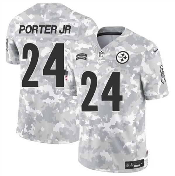 Pittsburgh Steelers #24 Joey Porter Jr. Arctic Camo 2024 F.U.S.E. Salute To Service Limited Stitched Jersey
