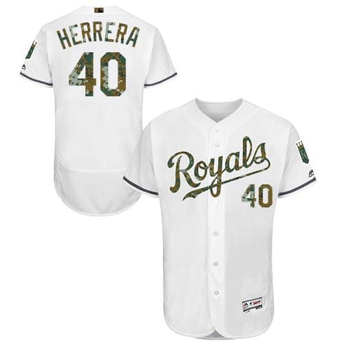 Royals #40 Kelvin Herrera White Flexbase Authentic Collection 2016 Memorial Day Stitched Jersey