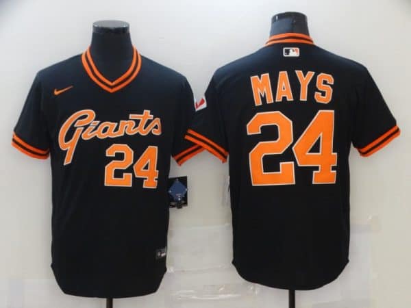 San Francisco Giants #24 Willie Mays Black Cool Base Stitched Jersey