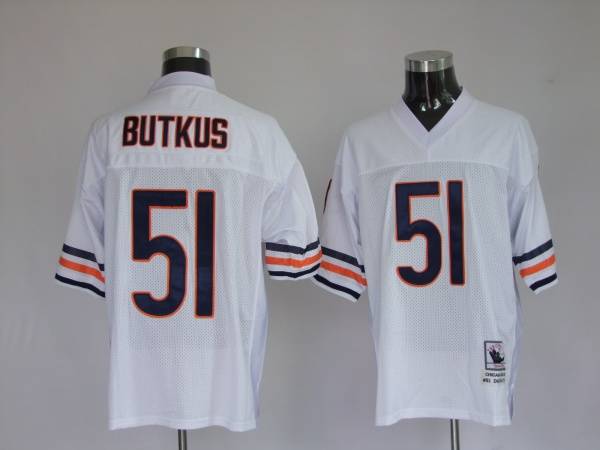Mitchell Ness Bears #51 Dick Butkus White Stitched Throwback Jersey