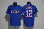 Texas Rangers #12 Rougned Odor Blue Team Logo Print Cool Base Stitched Jersey