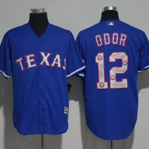 Texas Rangers #12 Rougned Odor Blue Team Logo Print Cool Base Stitched Jersey