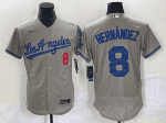 Los Angeles Dodgers #8 Enrique Hernandez Gray Flex Base Stitched Jersey
