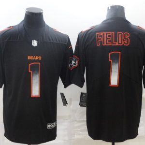 Chicago Bears #1 Justin Fields Black Smoke Fashion Limited Stitched Jersey