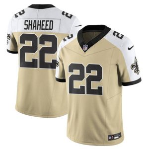 New Orleans Saints #22 Rashid Shaheed Gold White Alternate 2025 F.U.S.E. Vapor Limited Football Stitched Jersey