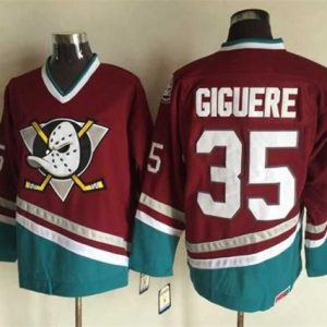 Ducks #35 Jean-Sebastien Giguere Red CCM Throwback Stitched Jersey