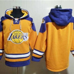 Los Angeles Lakers Blank Yellow Lace-Up Pullover Hoodie