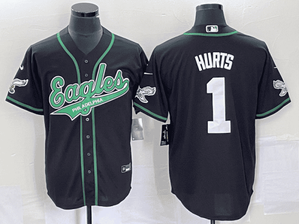 Philadelphia Eagles #1 Jalen Hurts Black Cool Base Stitched Jersey