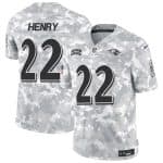 Baltimore Ravens #22 Derrick Henry 2024 F.U.S.E. Arctic Camo Salute To Service Limited Stitched Jersey