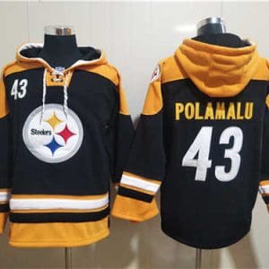 Pittsburgh Steelers #43 Troy Polamalu Black Ageless Must-Have Lace-Up Pullover Hoodie